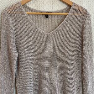 V-Neck Knit fishnet Sweater by Eileen Fisher. Size large. Layering piece.
